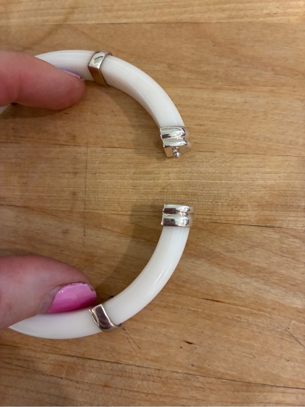 925 WK WHITNEY KELLY White Resin and Sterling Silver 925 Bangle Bracelet - Picture 8 of 12